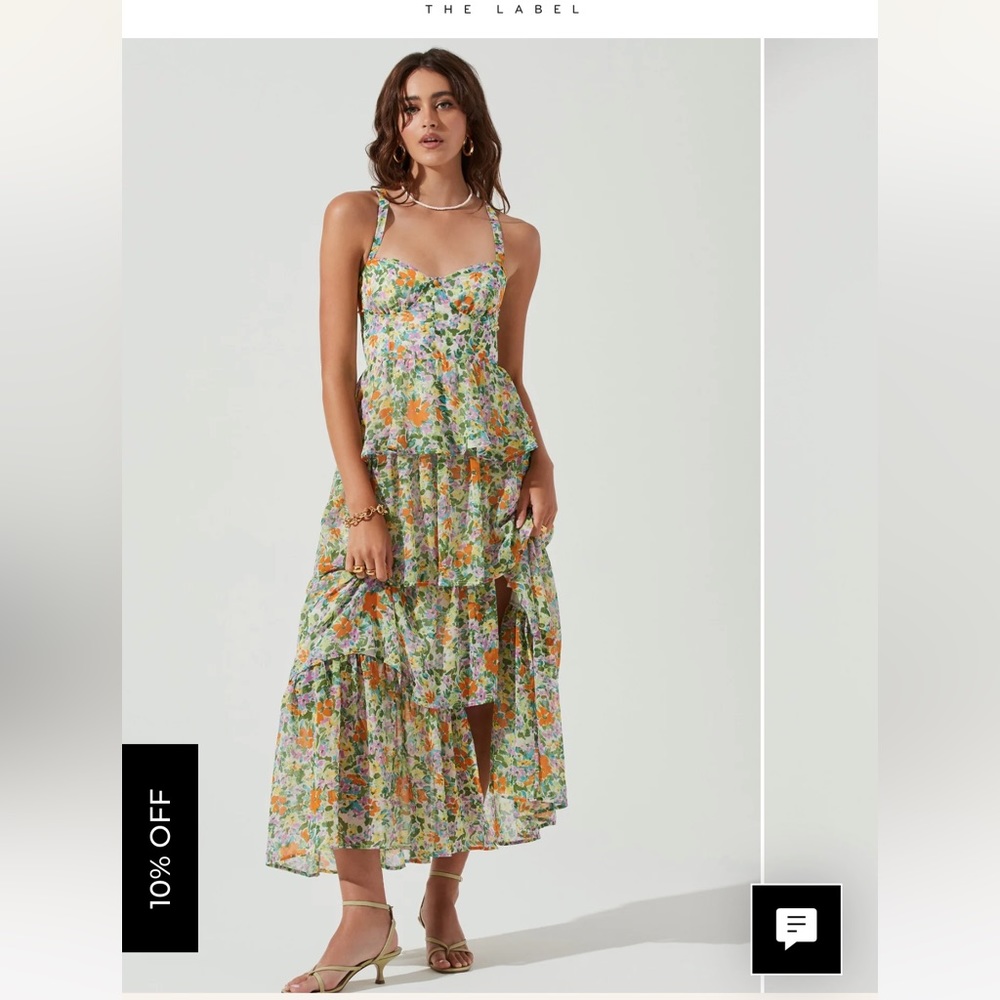 ASTR The Label MidSummer Floral Tiered MIDI Dress NWT